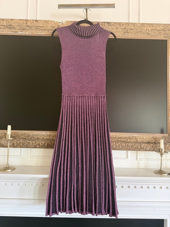 Milly Dresses & Skirts - Milly Metallic Purple Sleeveless Pleated Midi Dress